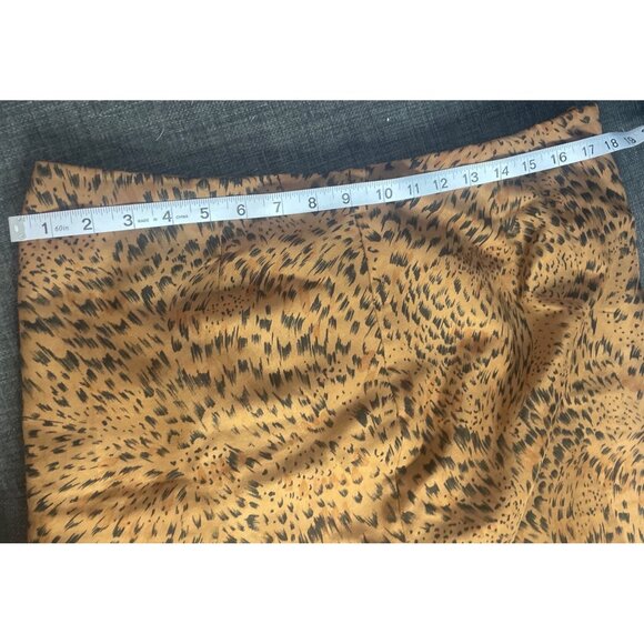 Brown Animal Print Long Sleeve Two Piece Skirt Top Set V Neck Front Zipper Sz M - Picture 10 of 13